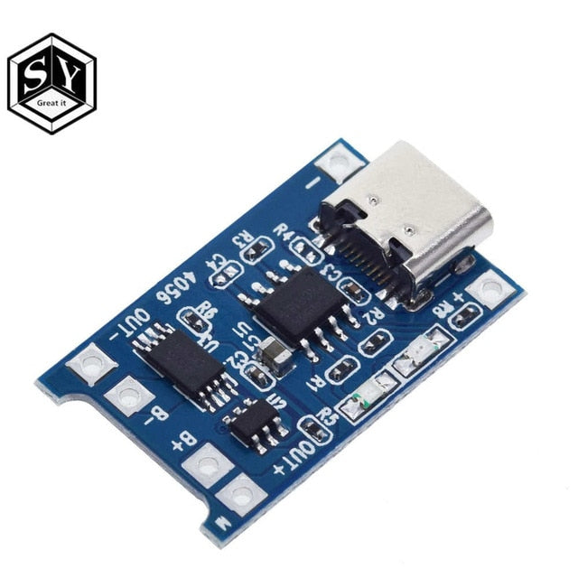1PCS Great IT 5V 1A Micro USB 18650 type-c Lithium Battery Charging Board Charger Module+Protection Dual Functions TP4056 18650